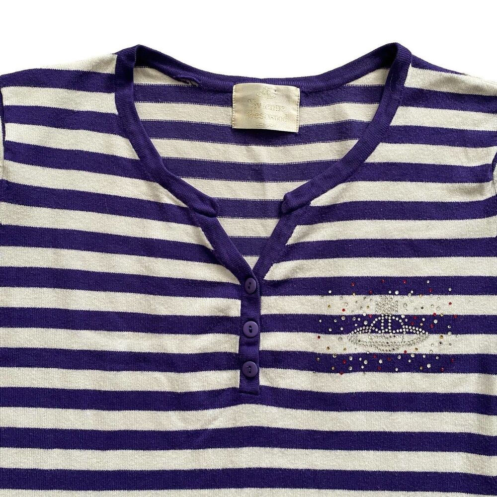 90s Vivienne Westwood Purple Stripe Top Gold Label Vintage Medium Orb London